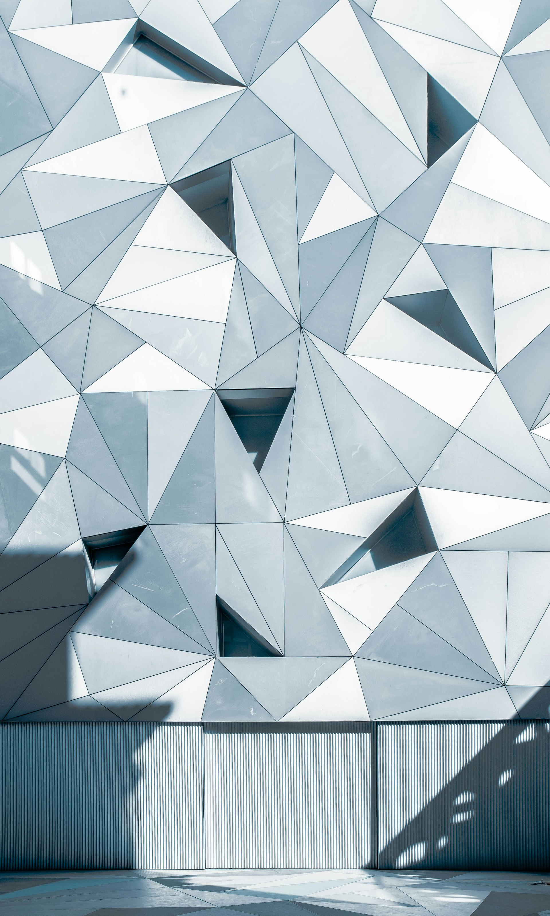 Geometric CNC-cut stone panel